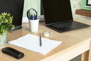 clean desk with plant